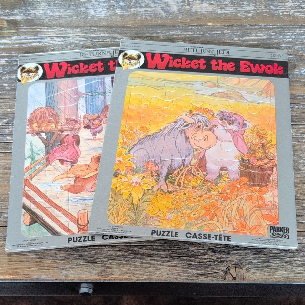 Vintage Return Of The Jedi Wicket the Ewok Two Puzzles 80's